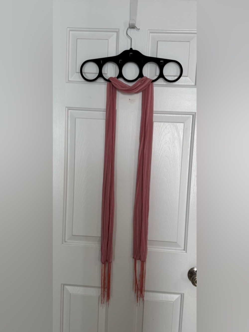 Lightweight Stripe Pink and White Fringe Scarf - Women's Accessory